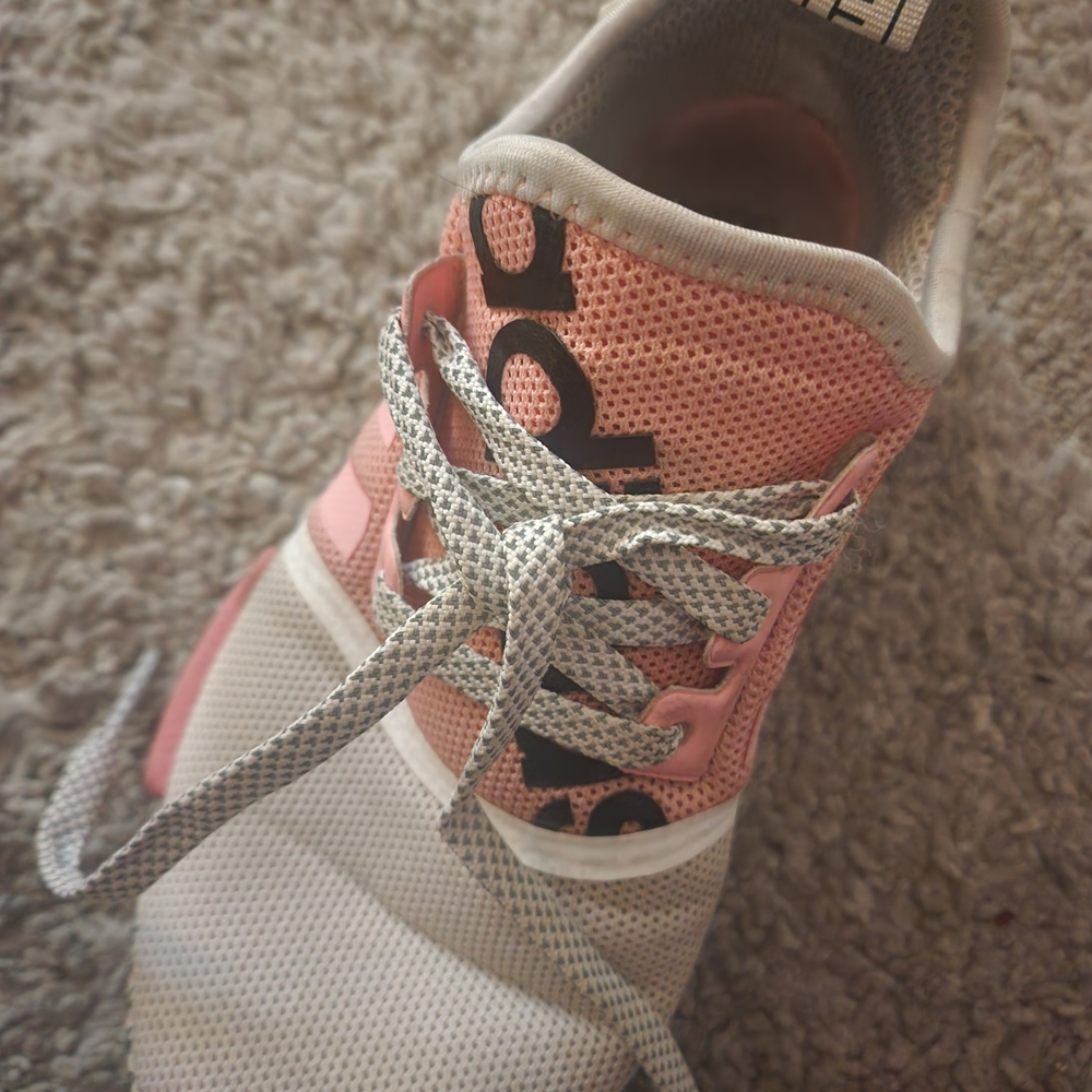 Adidas Women's Pink and White Sneakers